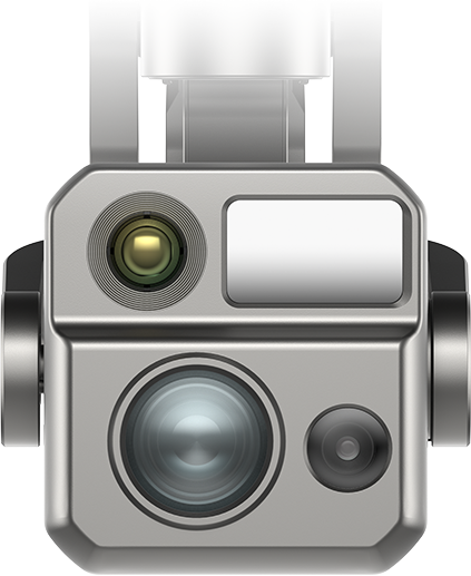Gimbal Fusion 4N V2 von vorn: lichtstarke Nachtsichtkamera, Weitwinkelkamera, Wärmebildkamera und Laser-Entfernungsmesser
