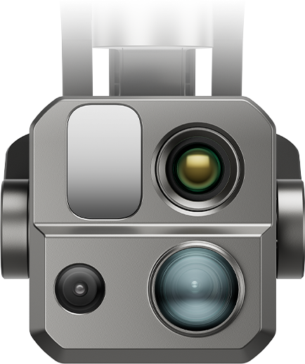 Gimbal Fusion 4T V2 von vorn: Zoom-Kamera, Weitwinkelkamera, Wärmebildkamera und Laser-Entfernungsmesser